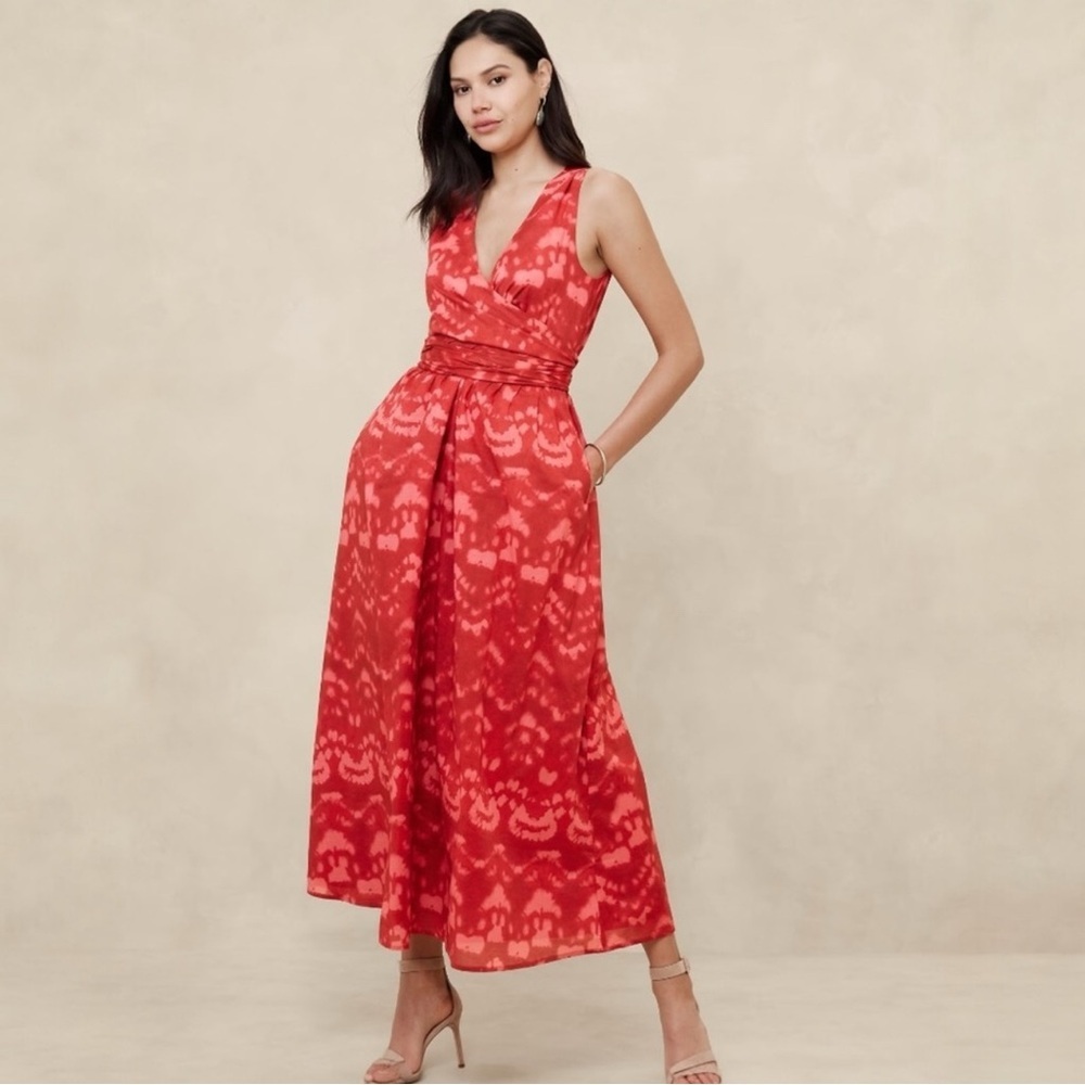 Banana Republic Voile Wrap-Waist Summer Wedding Guest Old Money Maxi Dress 8P